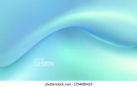 Soft turquoise backdrop. Abstract liquid background. Vector 3d illustration. Fluid dynamic texture. Minimalist cover template. Decoration element for poster or landing page