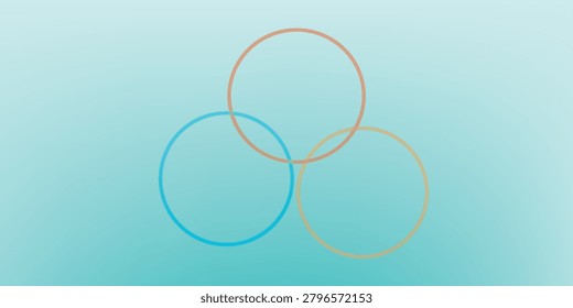 Soft turquoise gradient backdrop featuring translucent overlapping rings in pastel blue, orange and yellow. Clean, minimal geometric composition ideal for modern design, wallpaper, branding and presentation layouts.