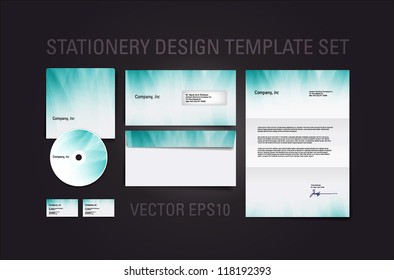 Soft turquoise vector stationery design template set