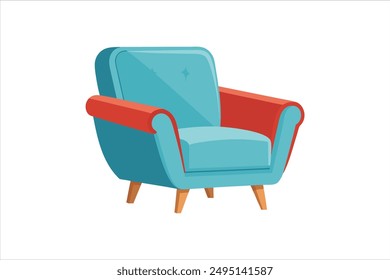 soft upholstery chair comfortable seat for lobby or lounge room vector art illustration