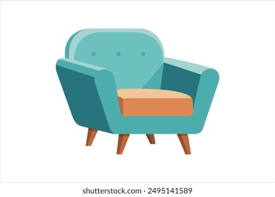 soft upholstery chair comfortable seat for lobby or lounge room vector art illustration