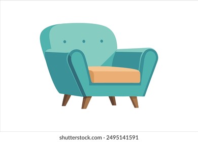 soft upholstery chair comfortable seat for lobby or lounge room vector art illustration