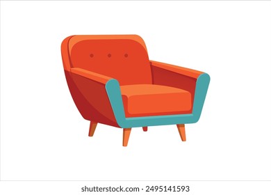 soft upholstery chair comfortable seat for lobby or lounge room vector art illustration