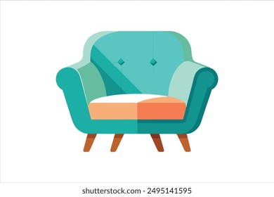 soft upholstery chair comfortable seat for lobby or lounge room vector art illustration