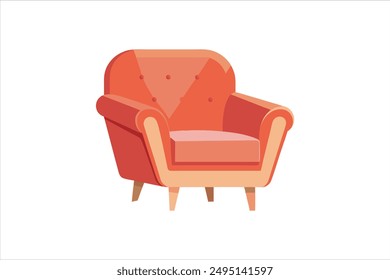 soft upholstery chair comfortable seat for lobby or lounge room vector art illustration