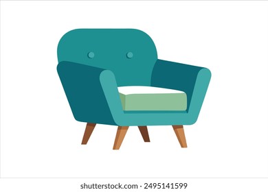 soft upholstery chair comfortable seat for lobby or lounge room vector art illustration