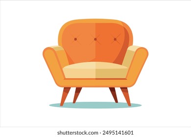 soft upholstery chair comfortable seat for lobby or lounge room vector art illustration