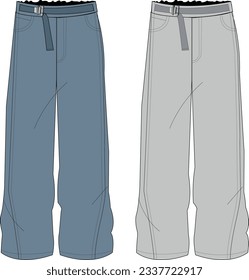 soft utility jean 90s and 2000s vibe 
men denim sketch template vector