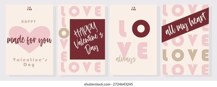 Pósters de tipografía suave de San Valentín con citas de amor