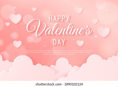 El fondo rosa del día de San Valentín suave con los corazones rosados claros y la señal de texto blanco.