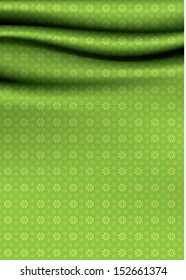 Soft vector drapery with ornate pattern. Creative vector background. Soft velvet cloth. Much space for your content. Decorative vintage wallpaper for your presentation.