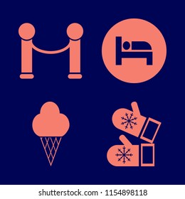 soft vector icons set. with mittens, bed, ice cream and velvet in set