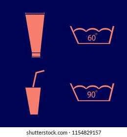 soft vector icons set. with soda, cream tube and delicate gentle degrees in set