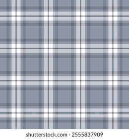 Soft vector pattern check, faded tartan texture fabric. Amazing textile plaid seamless background in pastel and white colors palette.