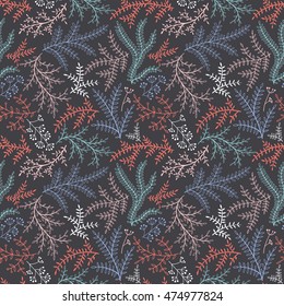 Soft vector seamless pattern with colorful branches