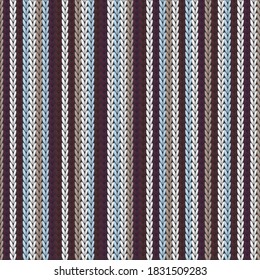 Soft Vertical Stripes Knit Texture Geometric Vector Seamless. Ugly Sweater Knit Tricot  Fabric Print. Winter Seamless Knitted Pattern. Winter Holidays Wallpaper.