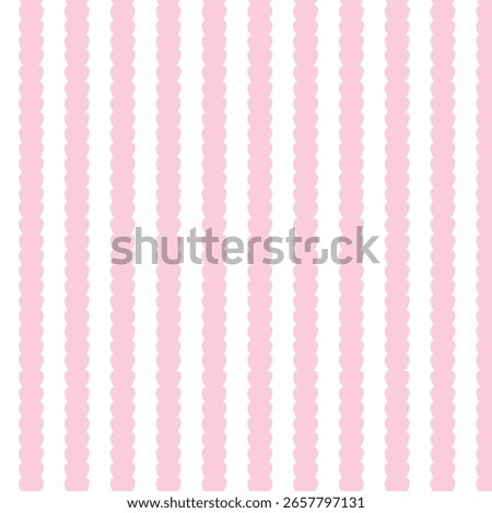 Soft vertical stripes with a scalloped edge in pastel pink


