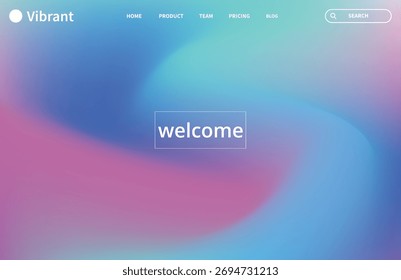 Fundo de gradiente abstrato suave e vibrante com a palavra bem-vindo centralizado, criando um espaço digital amigável e convidativo para web design e interfaces de usuário