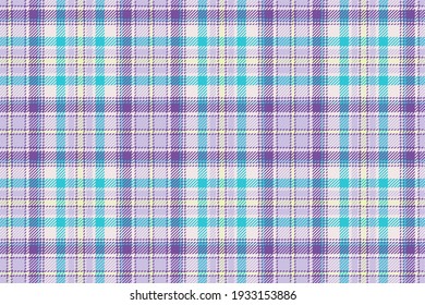 soft violet main color gingham checkered seamless fabric texture with cyan and yellow stripes for plaid, tablecloths, shirts, tartan, clothes, dresses, bedding
