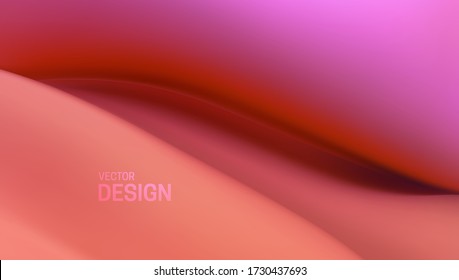 Ola rosa viscosa suave. Resumen de fondo líquido colorido. Ilustración vectorial 3d. Textura dinámica fluida. Plantilla de portada minimalista. Elemento de decoración para afiche o página de inicio