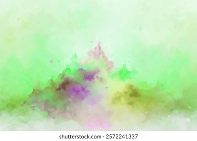 Soft watercolor background, abstract green hues, gentle pastel tones, artistic texture, ideal for design projects.