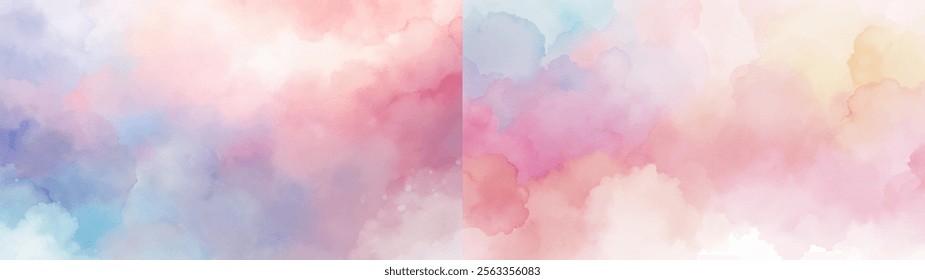 Soft watercolor background blending gentle pink and blue tones for a serene and calming effect.