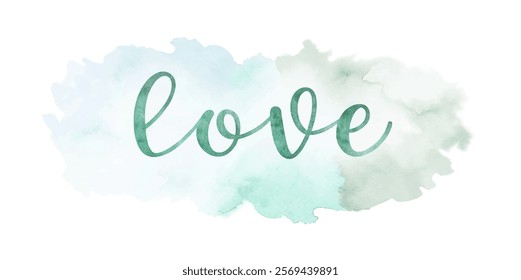 Soft watercolor background, elegant script font, love theme, romantic design, pastel colors, artistic expression.