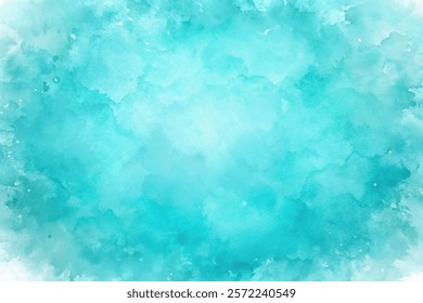 Soft watercolor background, vibrant turquoise hues, abstract texture, artistic design, perfect for creative projects.