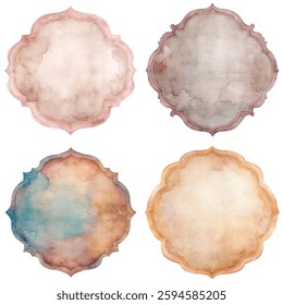 Soft watercolor backgrounds, decorative frames, pastel colors, artistic textures, elegant designs, versatile for various projects.