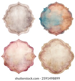 Soft watercolor backgrounds, decorative shapes, pastel colors, elegant design elements, perfect for invitations and stationery.