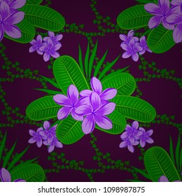 Soft watercolor cosmos flower print ~ seamless pattern in green, blue and gray colors. Vector illustration.