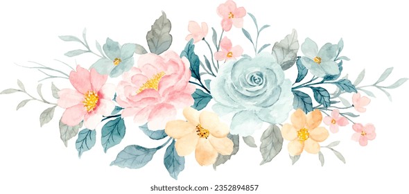 Soft watercolor flower arrangement for background, wedding, fabric, textile, greeting, card, wallpaper, banner, sticker, decoration etc.