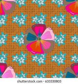 Soft watercolor flower print ~ seamless pattern in pink, green and blue colors. Vector illustration.