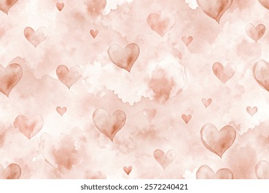 Soft watercolor hearts, romantic background, blush tones, artistic design, perfect for Valentine's Day, love themes.