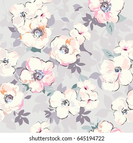 soft watercolor like floral print ~ seamless background