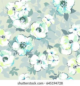 Soft Watercolor Like Floral Print ~ Seamless Background