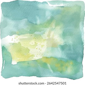 Soft Watercolor Pastel Square Clipart with Hand-Painted Gradient on White Background