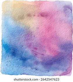 Soft Watercolor Pastel Square Clipart with Hand-Painted Gradient on White Background