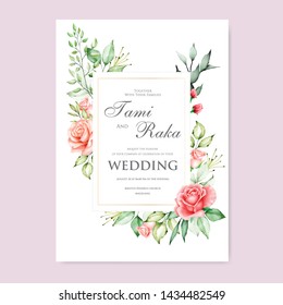 soft watercolor roses wedding invitation card set