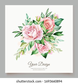 soft watercolor roses wedding invitation card set