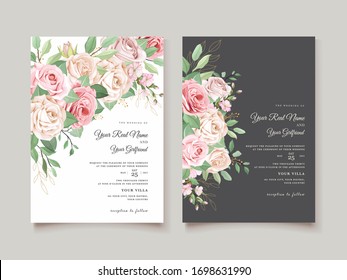 
soft watercolor roses wedding invitation card set