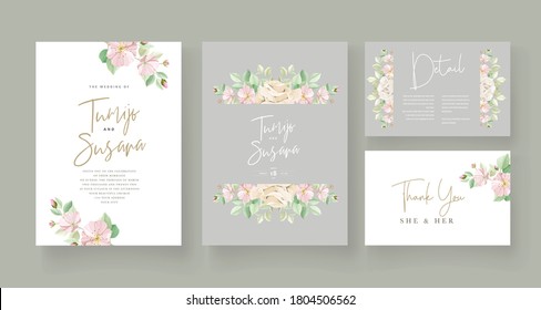 soft watercolor roses wedding invitation card set