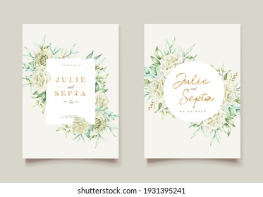 soft watercolor roses wedding invitation card set