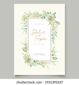 soft watercolor roses wedding invitation card set