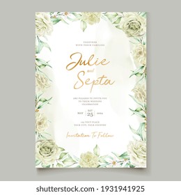 soft watercolor roses wedding invitation card set