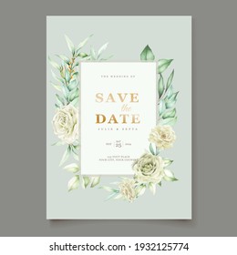 soft watercolor roses wedding invitation card set