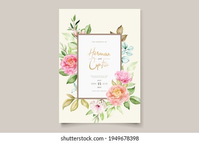 soft watercolor roses wedding invitation card set