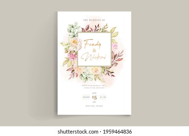 soft watercolor roses wedding invitation card set