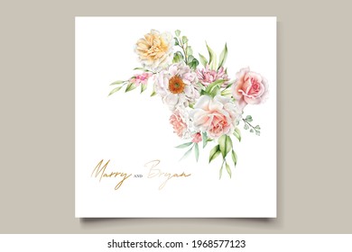 soft watercolor roses wedding invitation card set