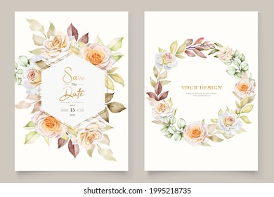 soft watercolor roses wedding invitation card set